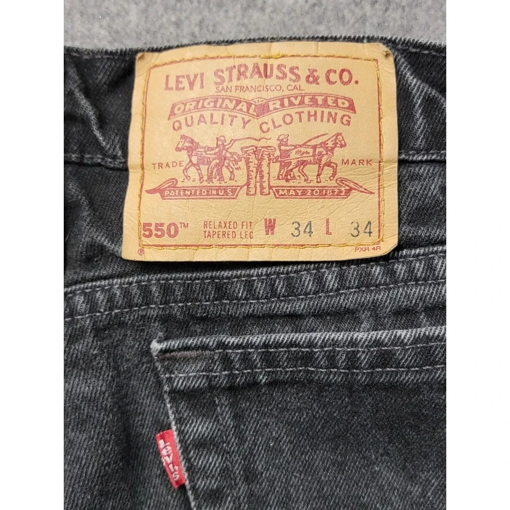 Levi's 550 Jeans Mens 34x34 Gray‎ Denim Relaxed Fit USA Tapered Leg Streetwear